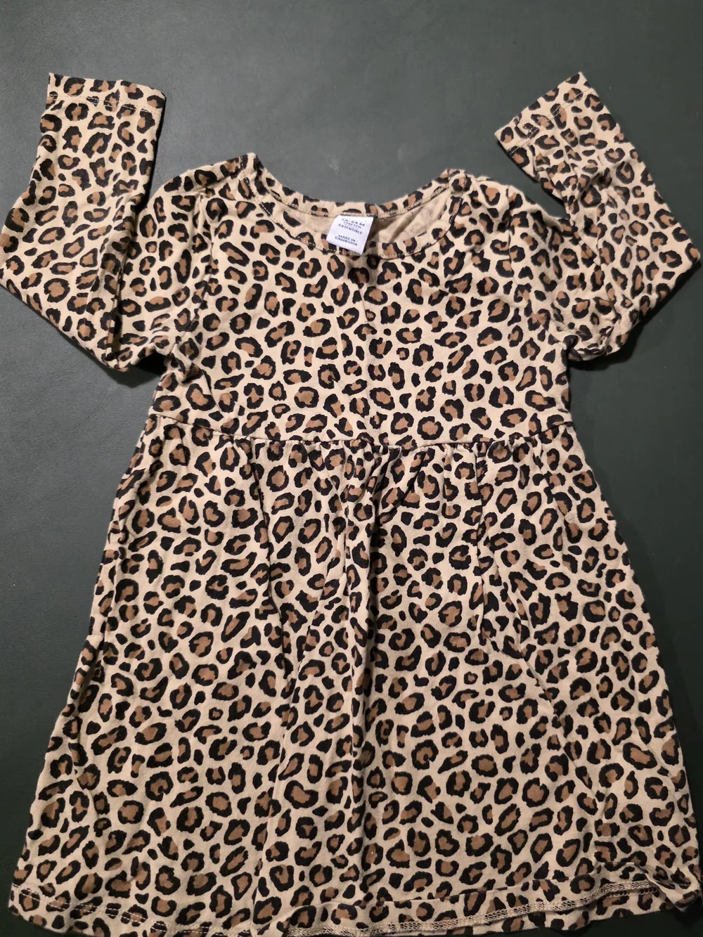 Old Navy Girls' Leopard Print Long Sleeve Dress - Tan & Black